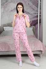 Пижама женская HomeStyle 1770ПБР блузка и штаны, с принтом. Состав кулирка, 100% хлопок. пр.Россия