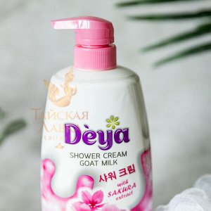 Крем-Гель д/душа с мочалкой «Козье Молоко и Сакура» Deya / Deya Shower Cream Goat Milk With Sakura Extract