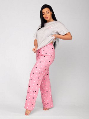 Костюм женский кулирка с брюками "Флирт" розовый