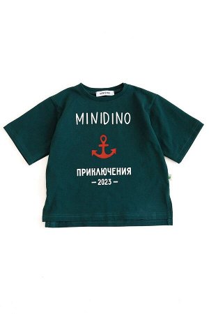 MINIDINO Джемпер с коротким рукавом over size изумруд Приключения 2023 &#40;дет&#41;