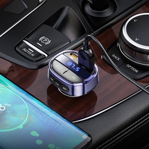 Автомобильное зарядное устройство с беспроводным FM-передатчиком / FM модулятор Hoco E70
