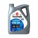 Масло моторное TAKAYAMA SAE 0W-20, ILSAC GF-5, API SN, 4литра, пластик