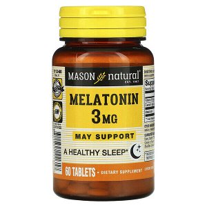 Mason Natural, Melatonin with Vitamin B6, 3 mg, 60 Tab