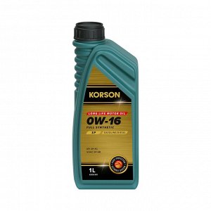 Масло моторное KORSON 0W-16 FULL SYNTHETIC SP 1л, синтетическое