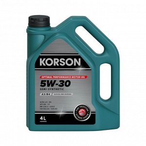 Масло моторное KORSON 5W-30 SEMI SYNTHETIC A3/B4 4л, полусинтетическое