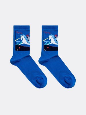 Носки Высокие классические носки унисекс с плотным бортом и  рисунком по мотивам творчества Марка Шагала. Носки для него и для нее выполнены из высококачественного гребенного хлопка - тонкого, прочног
