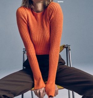 ZARA / ТРИКОТАЖНЫЙ ТОП В РУБЧИК арт. 6771110 681, оранжевый