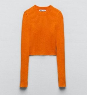 ZARA / ТРИКОТАЖНЫЙ ТОП В РУБЧИК арт. 6771110 681, оранжевый