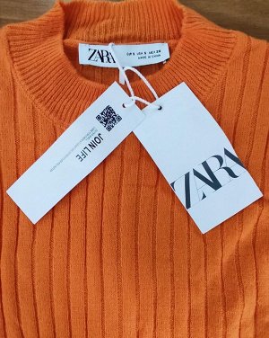 ZARA / ТРИКОТАЖНЫЙ ТОП В РУБЧИК арт. 6771110 681, оранжевый