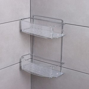 Полка для ванной Доляна, 2-х ярусная, 30x13x37 см, хромированная