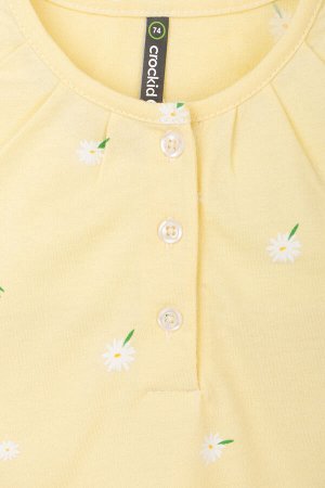 Джемпер для девочки Crockid КР 302060 бледно-желтый, летние цветы к391