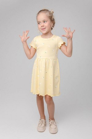 Платье для девочки Crockid КР 5793 бледно-желтый, летние цветы к393