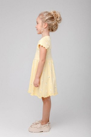 Платье для девочки Crockid КР 5793 бледно-желтый, летние цветы к393