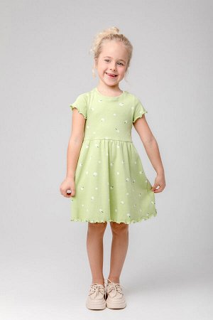 Платье для девочки Crockid КР 5793 сочный лайм, летние цветы к393