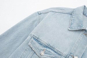 Женская джинсовая куртка голубого цвета