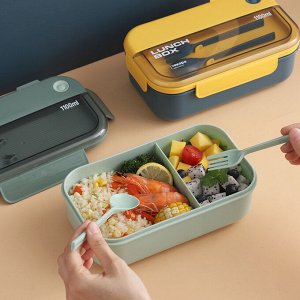 Пищевой контейнер для обедов Lunch Box / 2 секции + столовые приборы