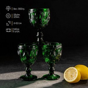 Набор бокалов стеклянных Magistro «Варьете», 320 мл, 8,5?16 см, 6 шт, цвет зелёный