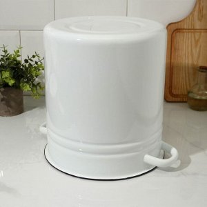 Кастрюля - бак эмалированная, 12 л, d=26 см, цилиндрическая, цвет белый