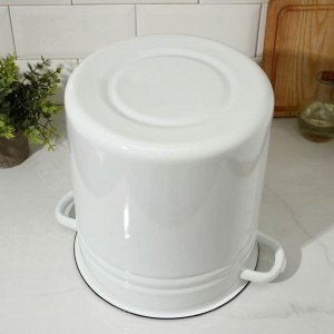 Кастрюля - бак эмалированная, 12 л, d=26 см, цилиндрическая, цвет белый
