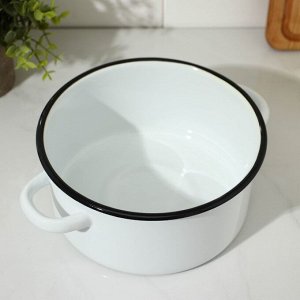 Кастрюля эмалированная, 2 л, d=19,5 см, цилиндрическая, цвет белый
