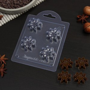 СИМА-ЛЕНД Форма для шоколада и конфет «Бадьян», 3,5?3,5?1,1 см, цвет прозрачный