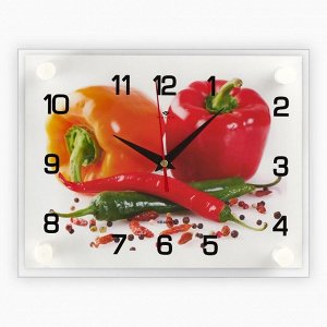 Часы-картина настенные, серия: Кухня, "Перцы", плавный ход, 20 х 26 см