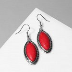 Серьги &quot;Натурель&quot; эллипс, цвет красный в чернёном серебре