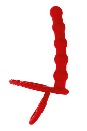 Насадка на пенис для двойного проникновения Black&Red by TOYFA, силикон, красный, 19,5 см