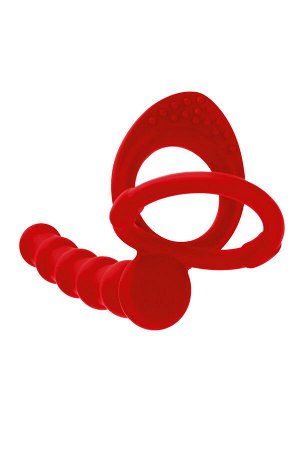 Насадка на пенис для двойного проникновения Black&Red by TOYFA, силикон, красный, 19,5 см