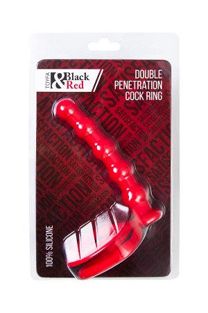 Насадка на пенис для двойного проникновения Black&Red by TOYFA, силикон, красный, 19,5 см