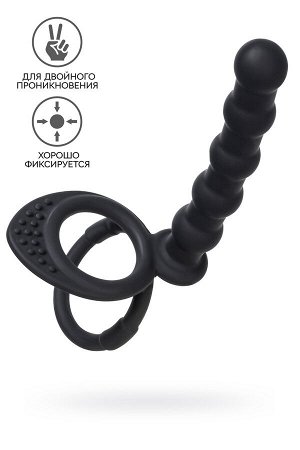 Насадка на пенис для двойного проникновения Black&Red by TOYFA, силикон, черный, 19,5 см