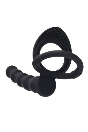 Насадка на пенис для двойного проникновения Black&Red by TOYFA, силикон, черный, 19,5 см