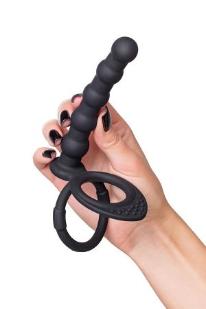 Насадка на пенис для двойного проникновения Black&Red by TOYFA, силикон, черный, 19,5 см