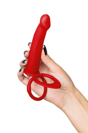 Насадка на пенис для двойного проникновения Black&Red by TOYFA, силикон, красная, 19 см