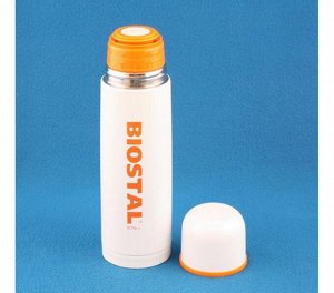 Термос 0,75л узкое горло с кнопкой [BIOSTAL] Белый