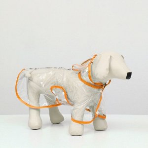 Дождевик для собак, размер S (ДС 22, ОГ 35-38, ОШ 36 см), оранжевый