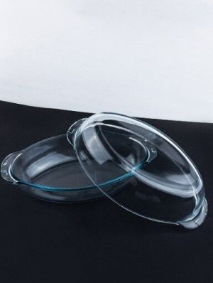 Утятница, 2250 мл + 2250 мл, с крышкой, овальная, жаропр. стекло, BORCAM