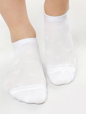 Короткие носки женские в белом цвете с рисунком в виде сердец (1 упаковка по 5 пар)