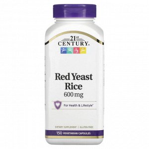 21st Century, красный ферментированный рис, 600 мг, 150 вегетарианских капсул (300 мг в 1 капсуле)