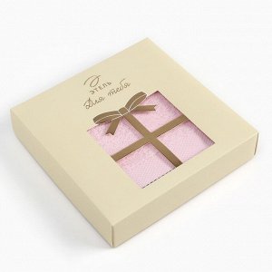 Полотенце в коробке Этель "Для тебя" 50х90 см, цвет розовый, 100% хлопок, 450 гр/м2