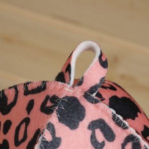 Шапка для бани "Розовый Леопард", с детским принтом