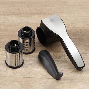 Тёрка барабанного типа Magistro Vegan Pro, 2 сменных насадки, чёрная