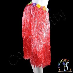 Гавайская юбка, 60 см, красная