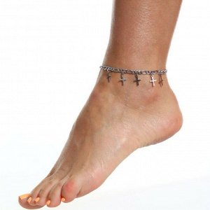 Браслет женский на ногу с крестиками, цвет: серебристый, арт. 018.478