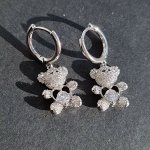 Серьги &quot;Медведи&quot; ювелирная бижутерия под серебро, арт.706.994