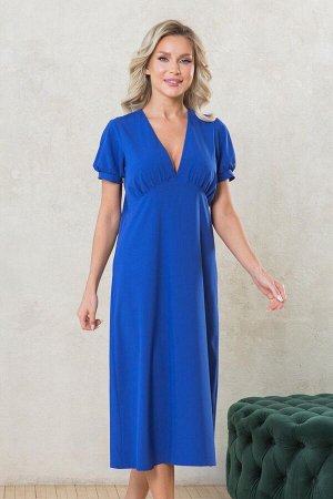 Платье Легкое и воздушное платье из легкой ткани Ниагара. Расцветка синий-электрик.  V - образная горловина на внутренней обтачке. Короткий втачной рукав - фонарик в 42-48 р 21 см, в 50-54 р 24 см. Ни