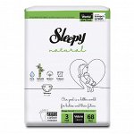 Подгузники Sleepy Natural Double Jumbo Pack Midi 68 шт, р. 3 (4-9 кг)
