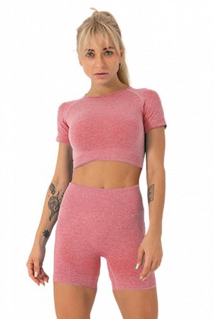 Rose Solid Crop Top and High Waist Shorts Yoga Set