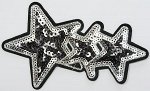 Аппликация клеевая вышитая &quot;Stars&quot; черный+серебро