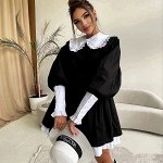 Платье женское офисное с белым воротничком/Женское платье